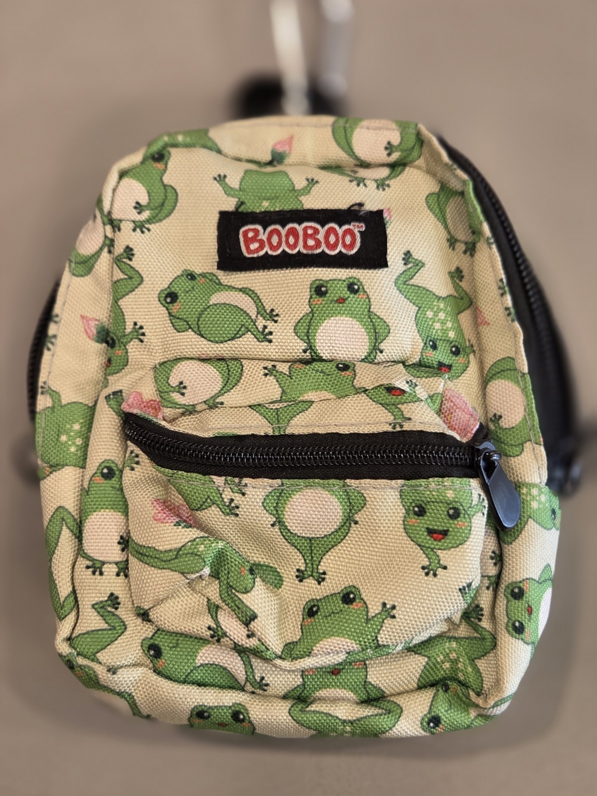 Frog BooBoo Stylish Compact Mini Backpack Sturdy Carabiner Clip Elastic Straps