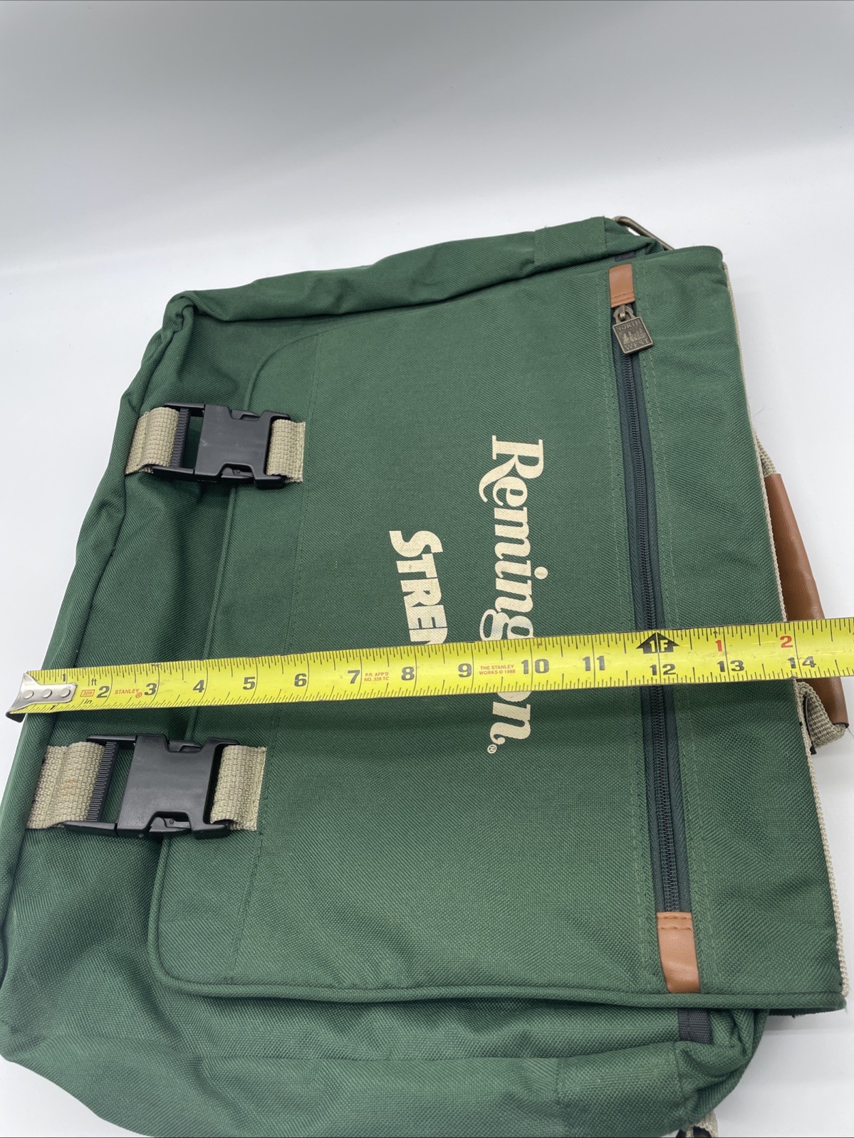 Leed’s North West Shoulder Bag Messenger Portfolio Green Canvas Remington Logo
