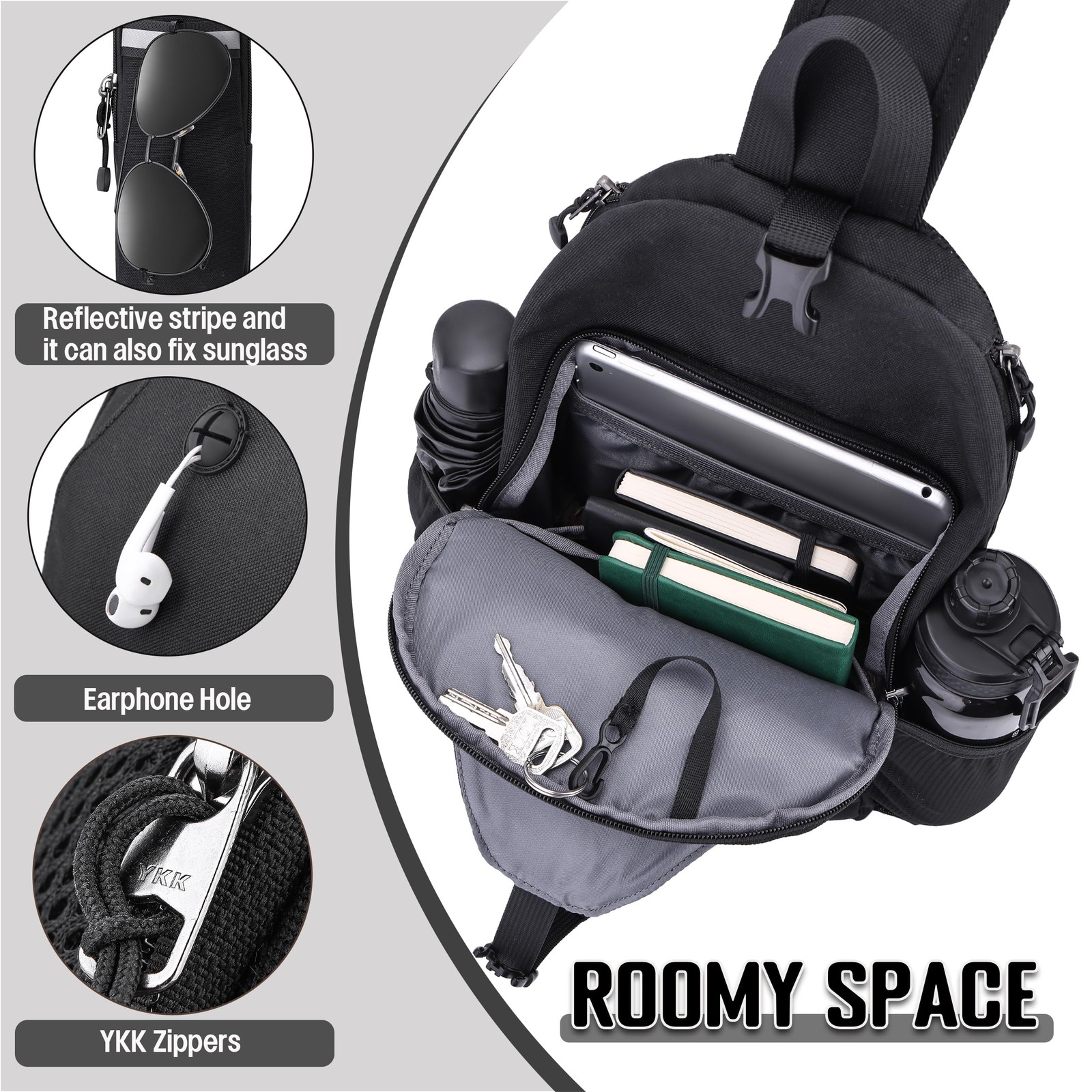 DEYACE Concealed Carry Bag for Men, YKK Zippers Large Crossbody Sling Backpac…