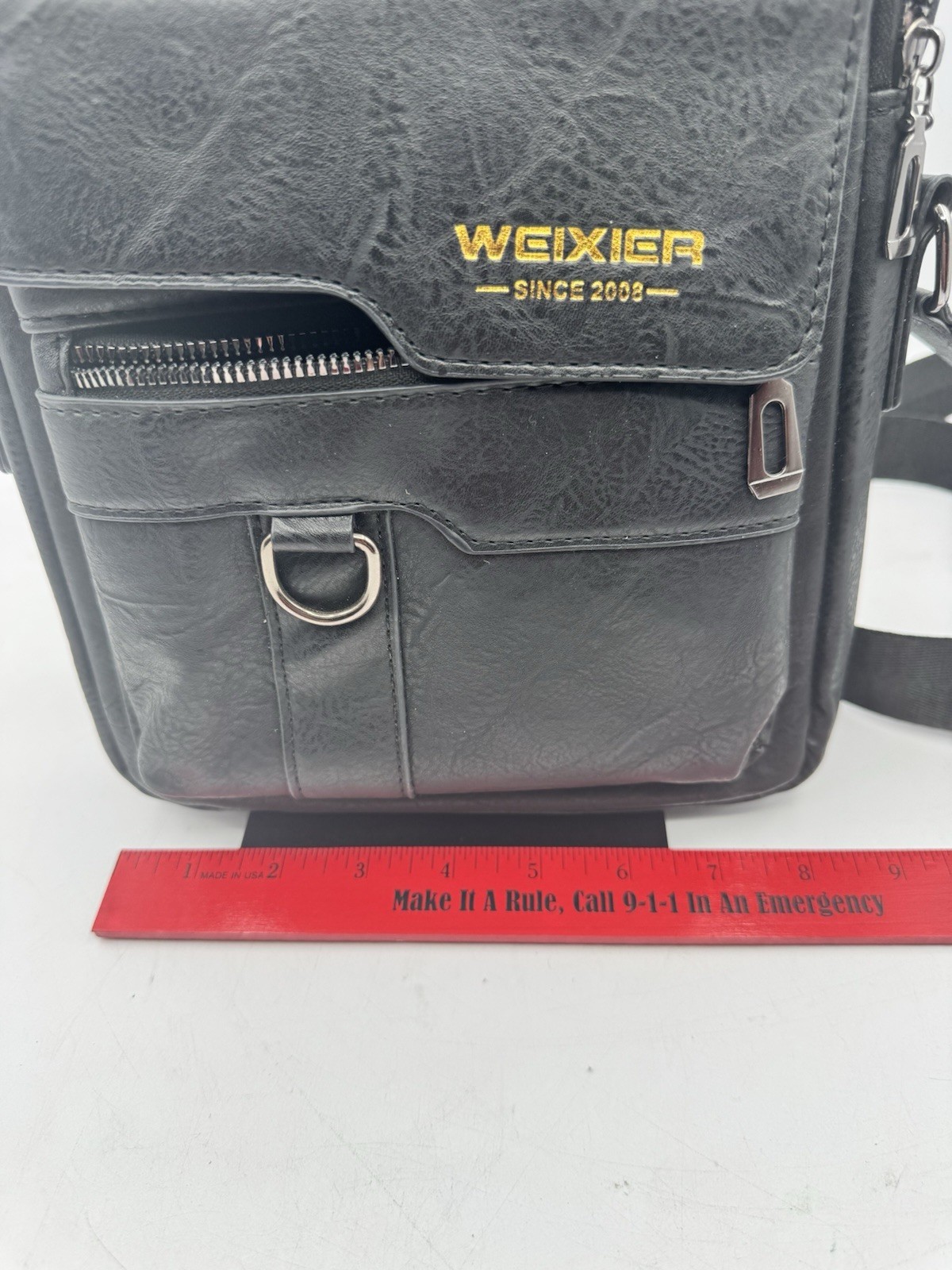 WEIXIER Shoulder Bag Men Black Leather Crossbody Messenger Travel