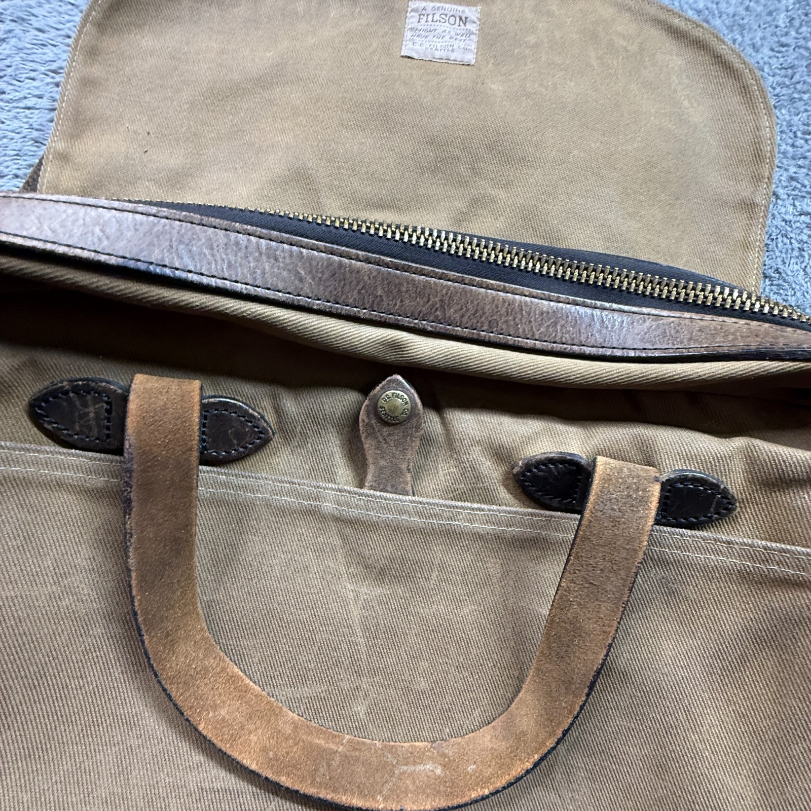 Vintage Filson 256 Original Briefcase Messenger Twill Bag Talon Zip 80s USA