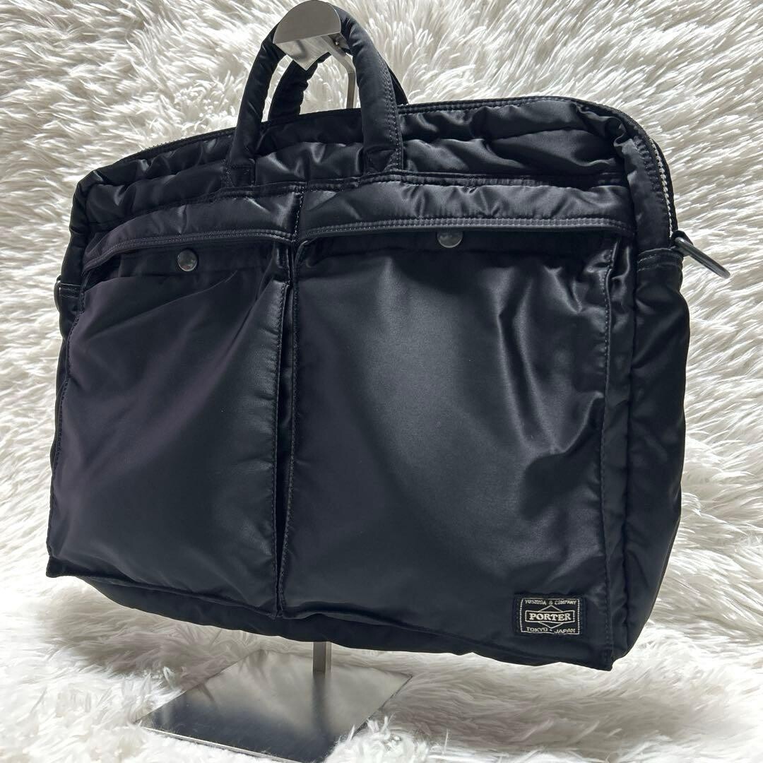 Porter Tanker 2Way Briefcase Black Nylon Business Bag A4 Japan Made 39cm 2 Zip