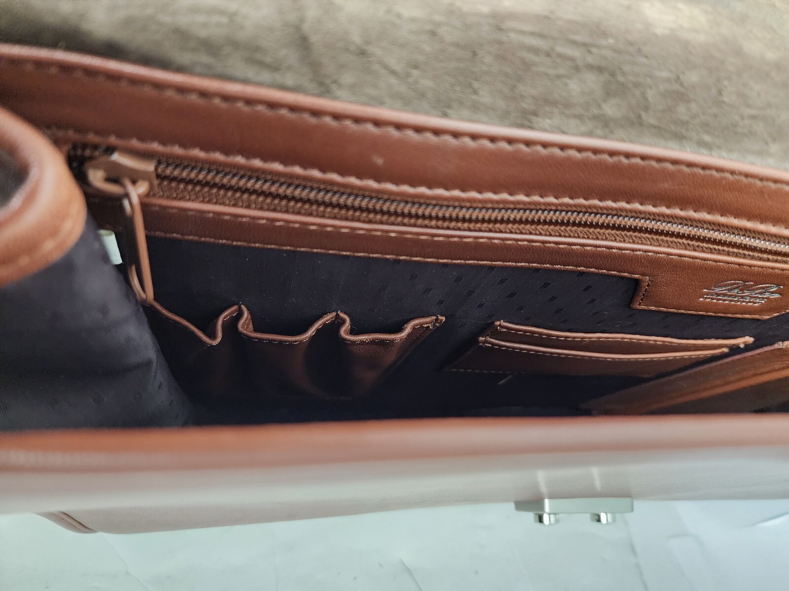 DeBon Saddle River Collection Leather Briefcase Messenger Bag With Number Lock