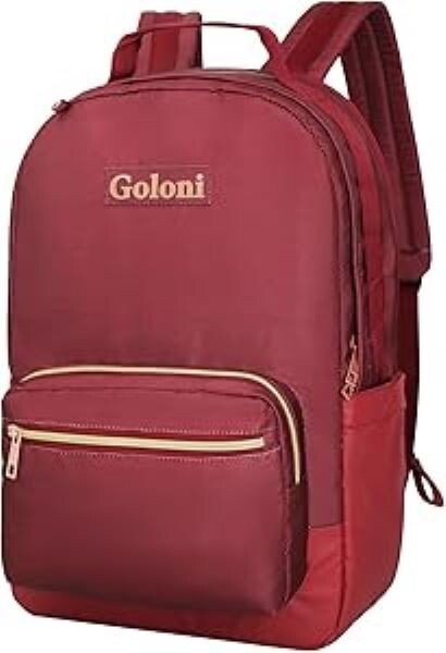 Goloni Leisure Wine Red 15.6″ Laptop Backpack Travel Bag Rose Gold Zipper-NEW