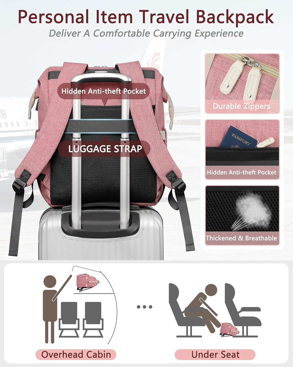 Backpack for Women,Wide Open Work Large Student Bookbag for 15.6 Inch Laptop,Doc