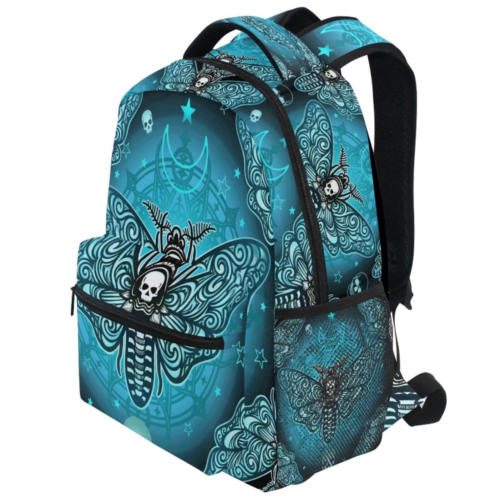 School Backpack Butterfly Skull Blue College Knapsack Laptop Rucksack Busines…