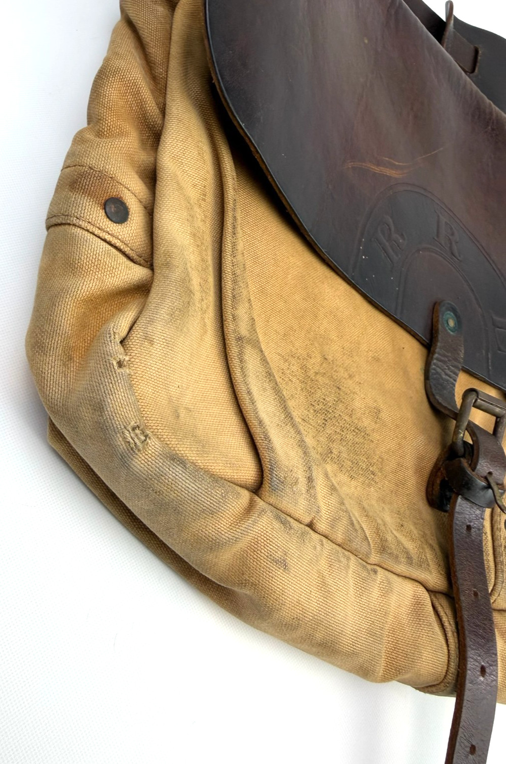 Vintage RRL Double RL Ralph Leather & Canvas Messenger Shoulder Bag DISTRESSED
