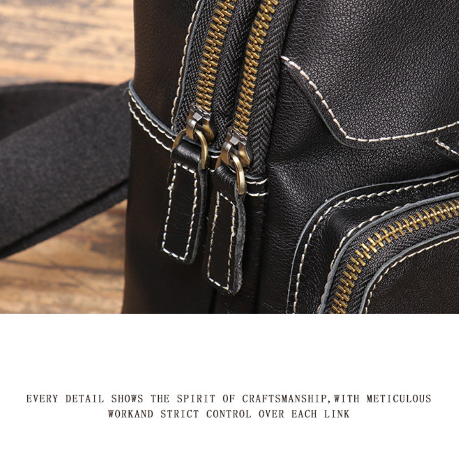 Men’s Leather Crossbody Sling Bag Chest Pack Shoulder Backpack Travel Black