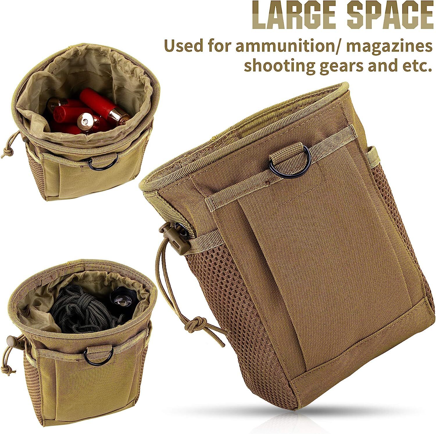 Outdoor Tactical Molle Drawstring Magazine Ammo Pouch Utility Belt Hip Waist Bag
