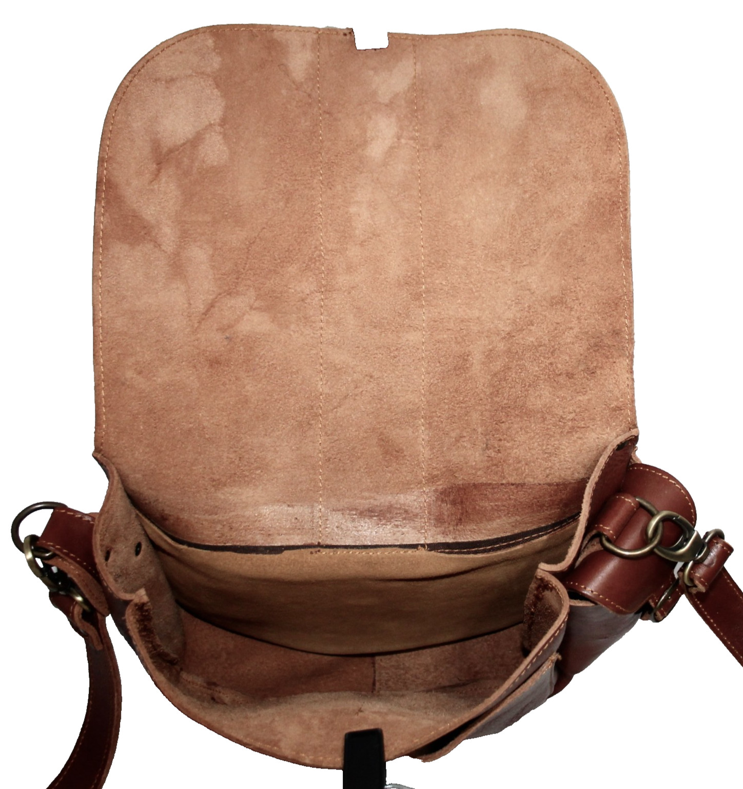 MASSIMO TIROCCHI River Bag Fishing Messenger Crossbody Brown Italian Leather