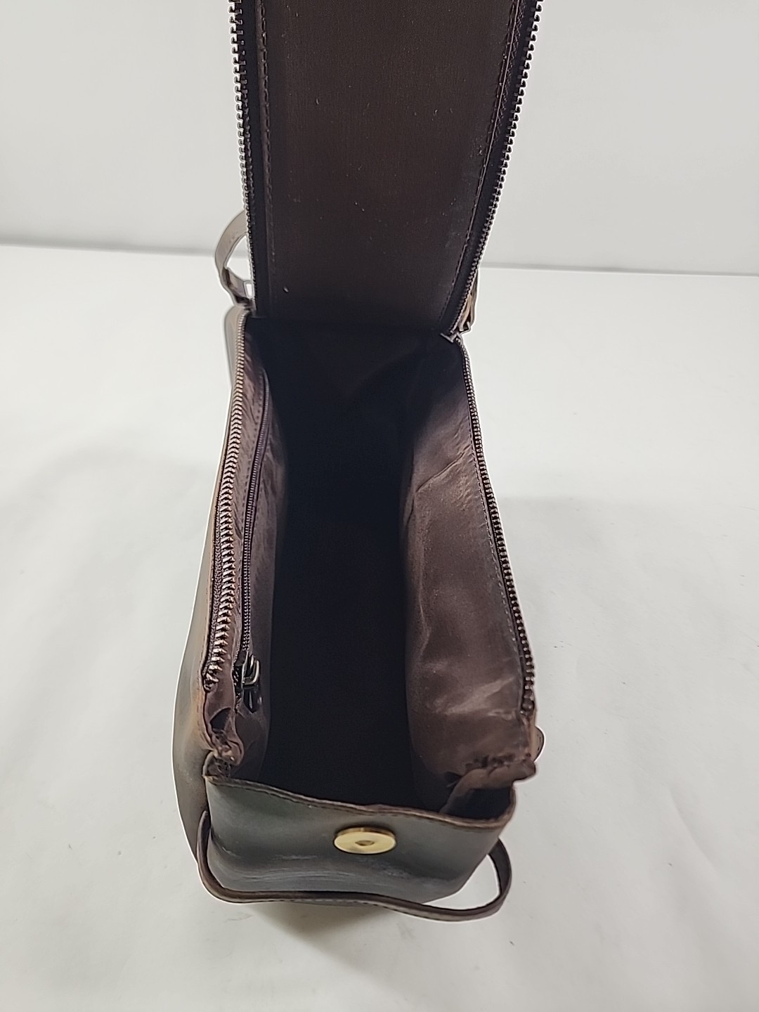 KomalC Brown Buffalo Leather Travel Dopp Toiletry Bag