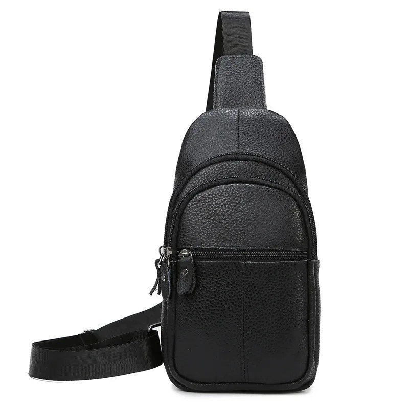 Men’s Genuine Leather Chest Sling Bag Large Crossbody Shoulder Pack