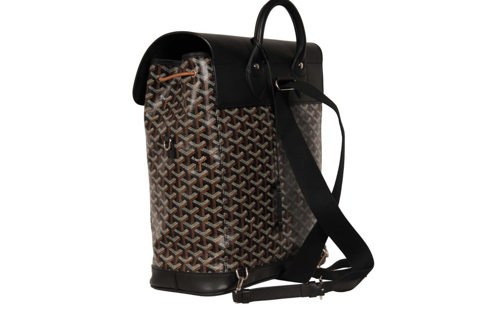 Goyard Alpin MM Backpack Black Leather Drawstring Strap Crossbody Travel Bag
