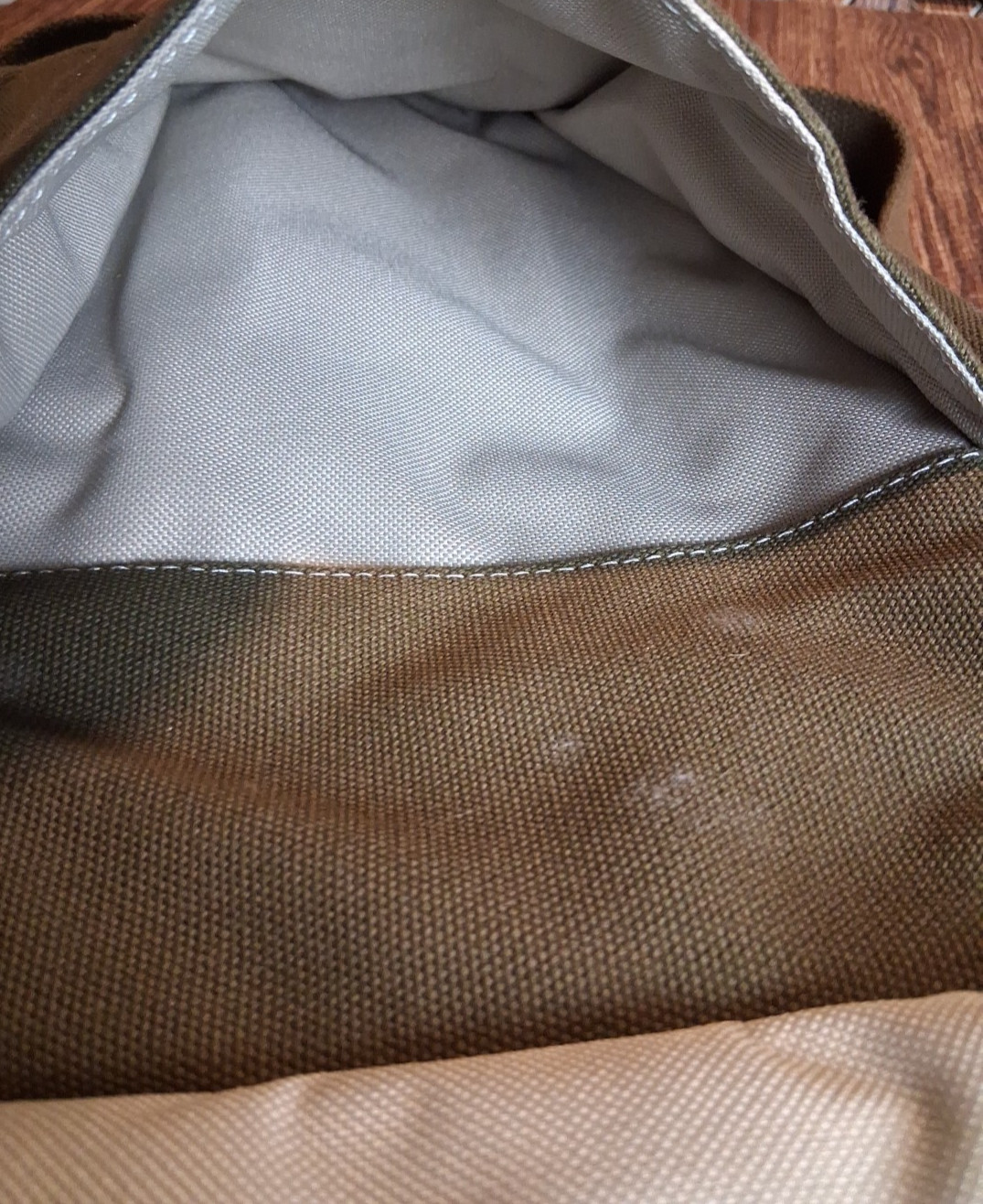 &BEYOND Bag Notebook Leather Cotton Canvas Green Brown Leather Strap Travel