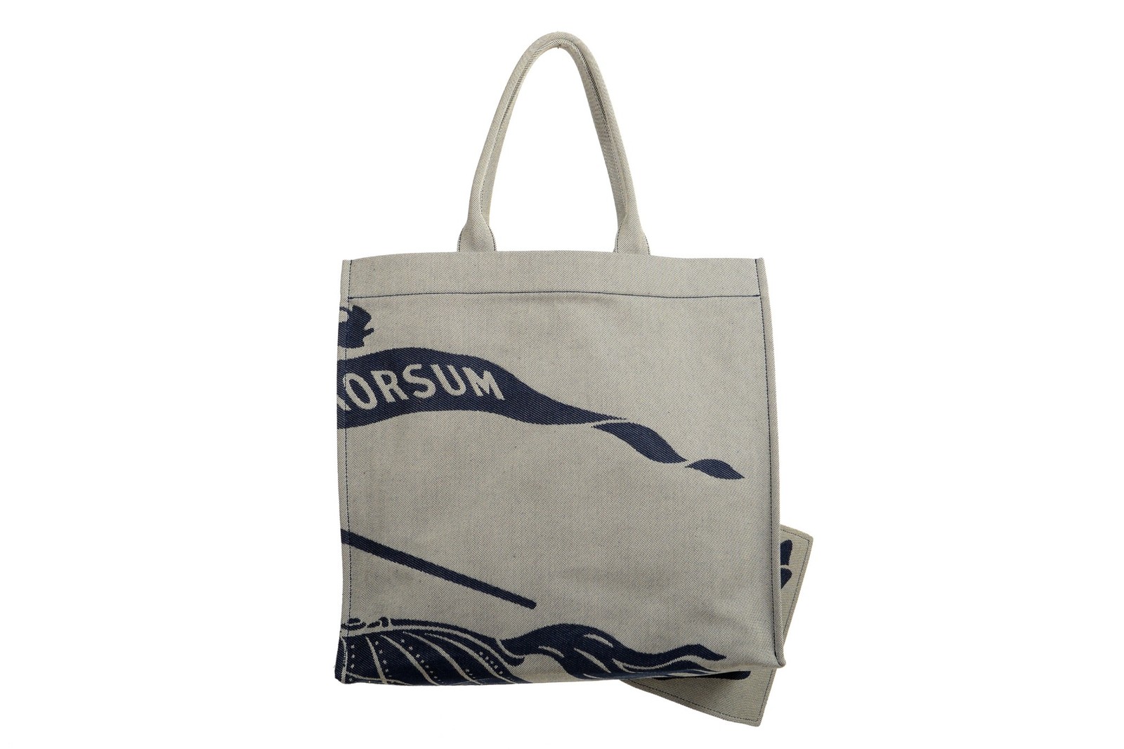 Burberry Unisex “Knight” Large Canvas EKD Square Tote Handbag Shoulder Bag