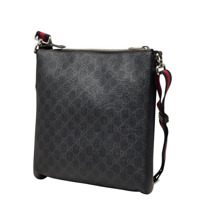 GUCCI GG Supreme Black Crossbody Bag Leather Men 474137 Auth From Japan
