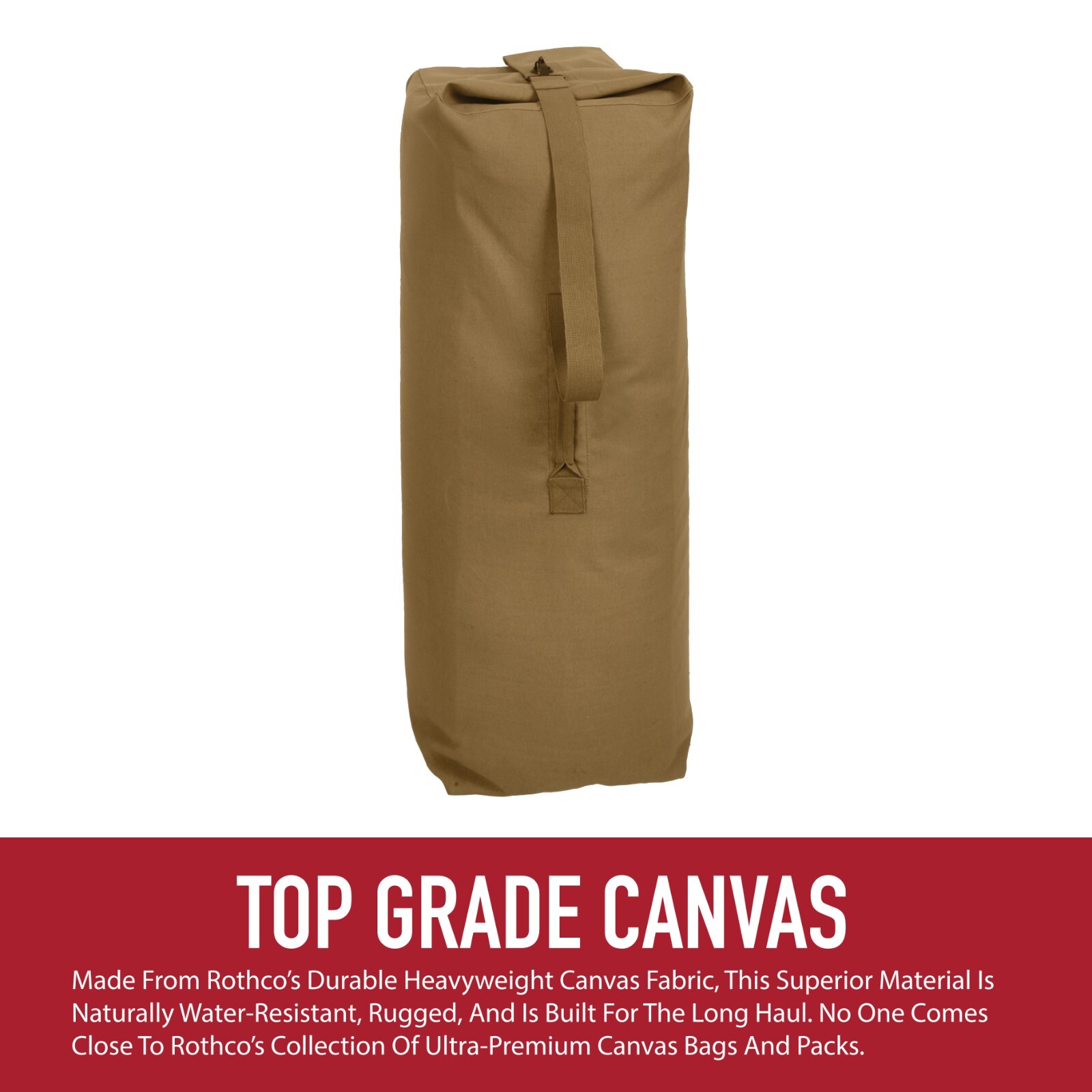 Heavyweight Top Load Canvas Military Army Duffle Bag – Coyote Brown 21″ x 36″