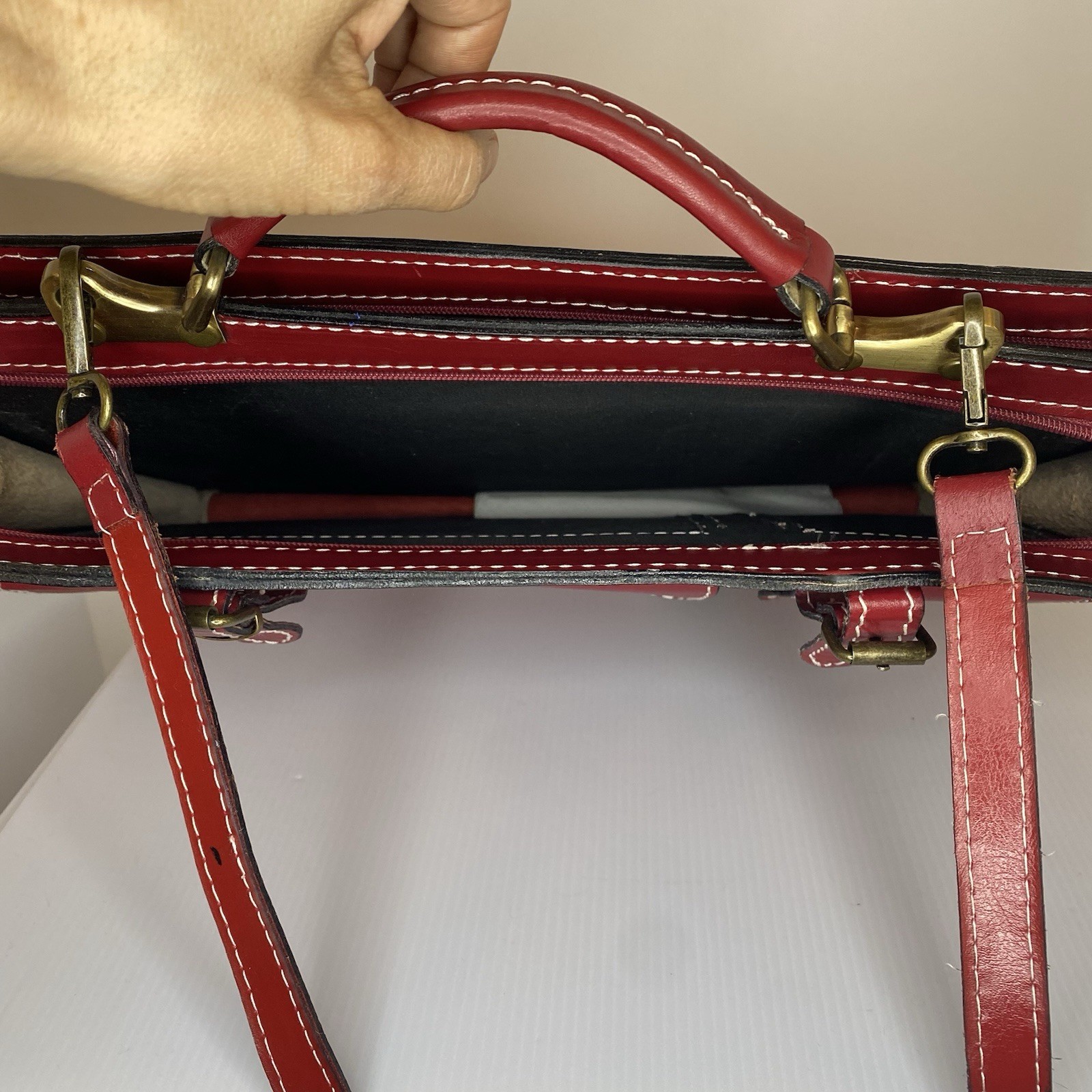 Vintage Firenze Leather Italian Laptop Briefcase Bag Black