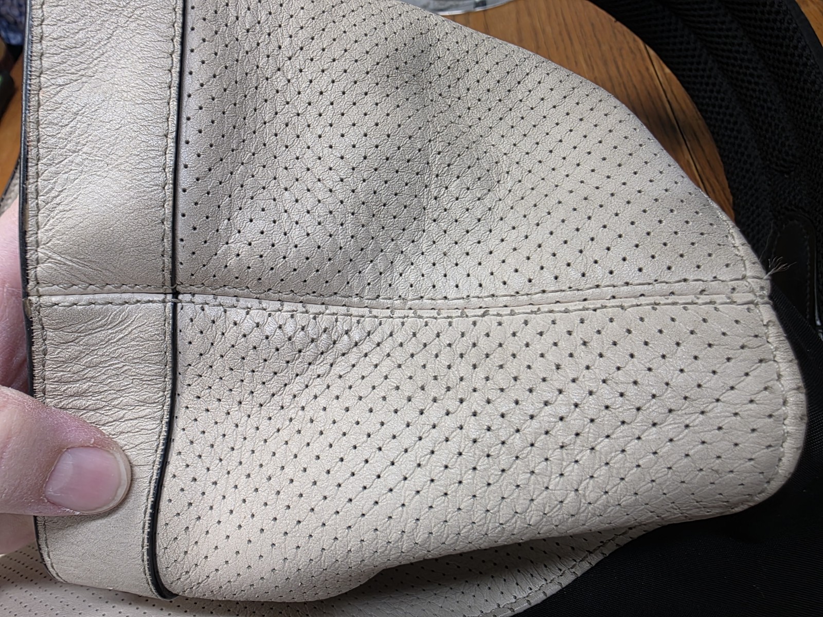 COACH F56662 Explorer Back Pack Perforated Mixed Materials Chalk/Black