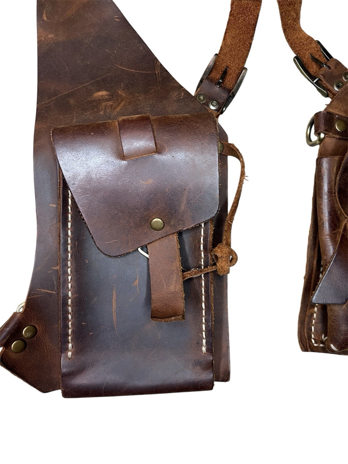Brown Holster Crossbody Shoulder Harness Bag w/ Pouches Adjustable Strap