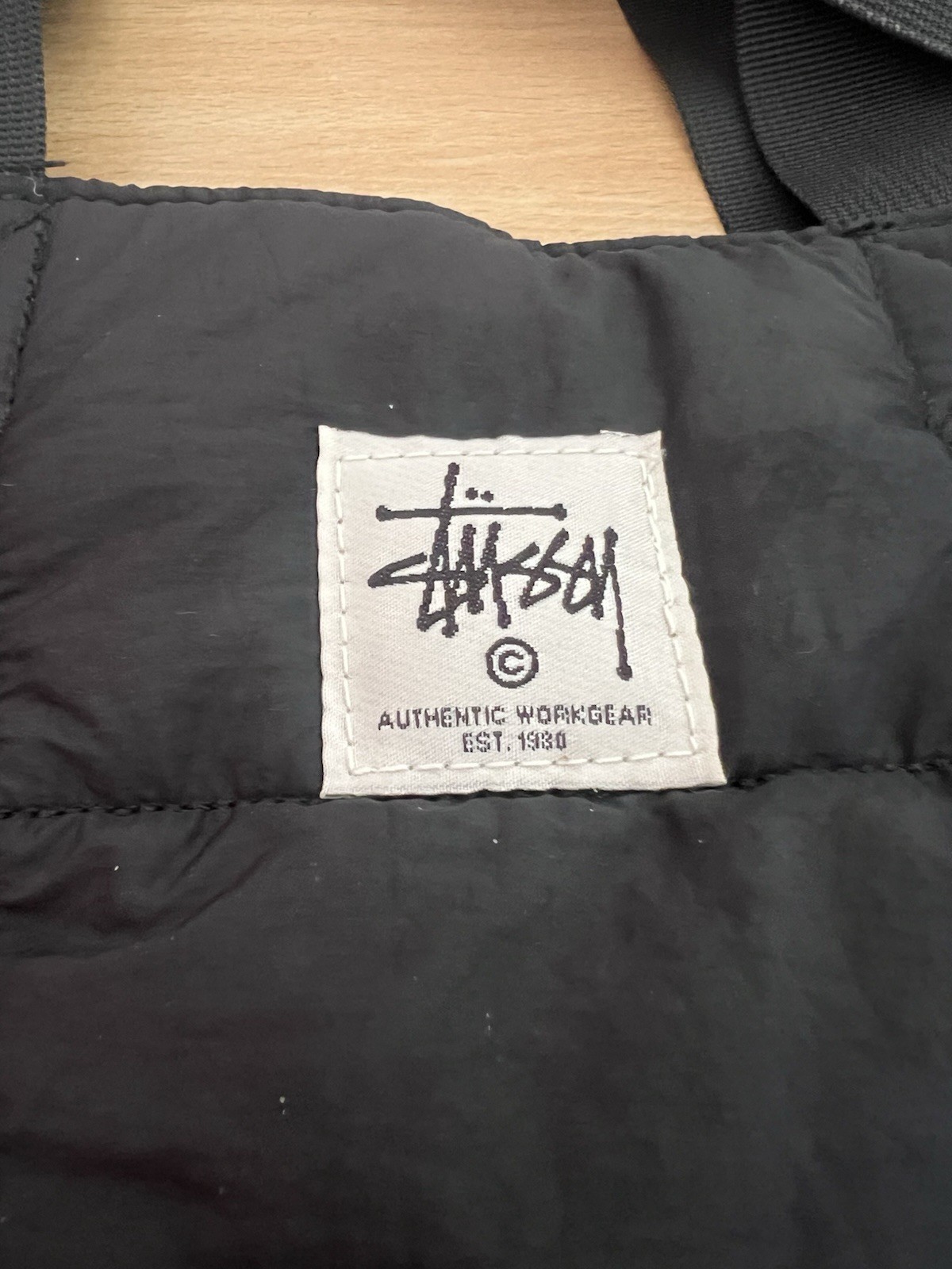 Stussy Black Graffiti Quilted Two Handles Bag Logo Excellent Condition