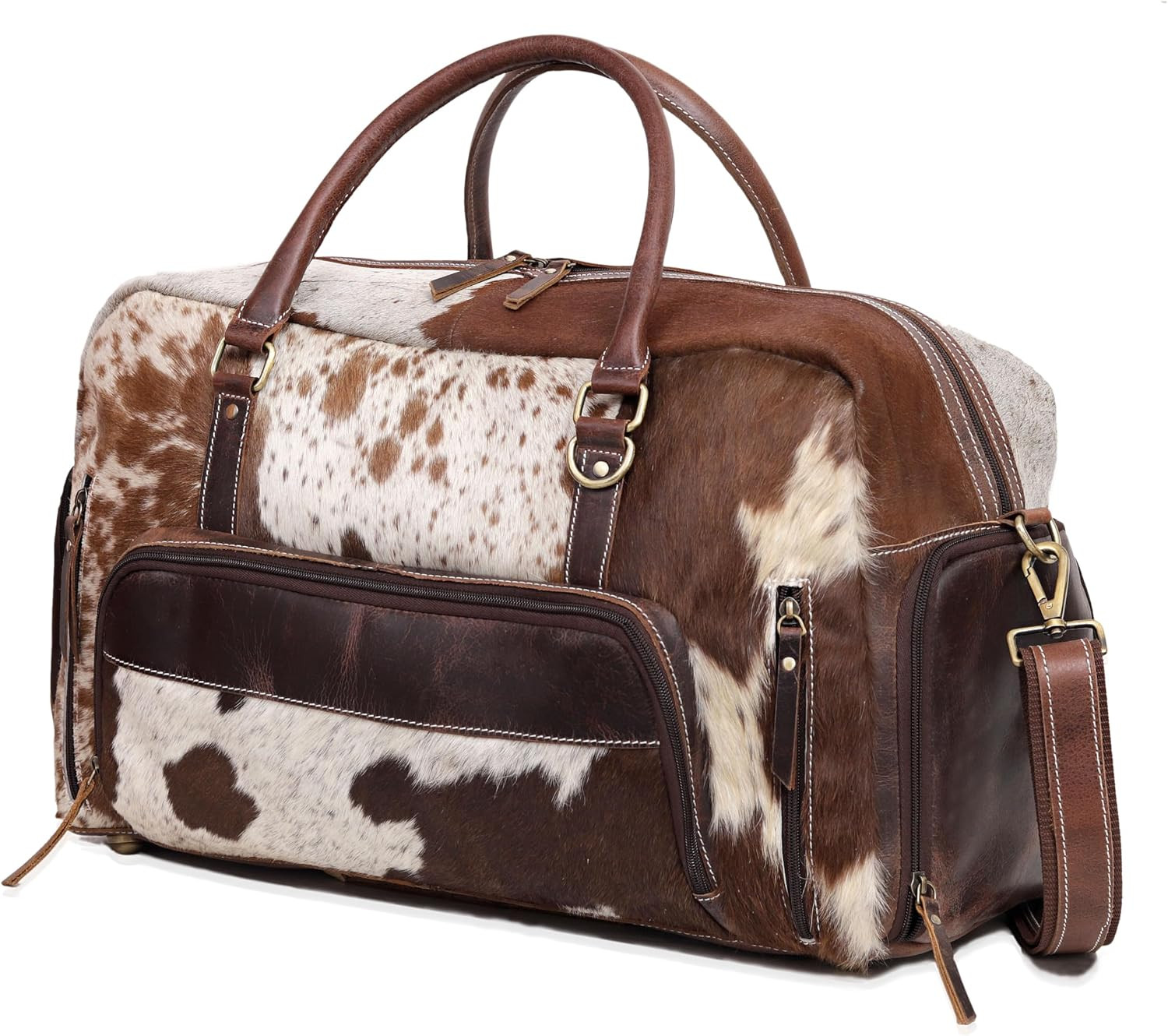 Genuine Leather Weekender Duffel Bag for Men & Women, 22 Inch