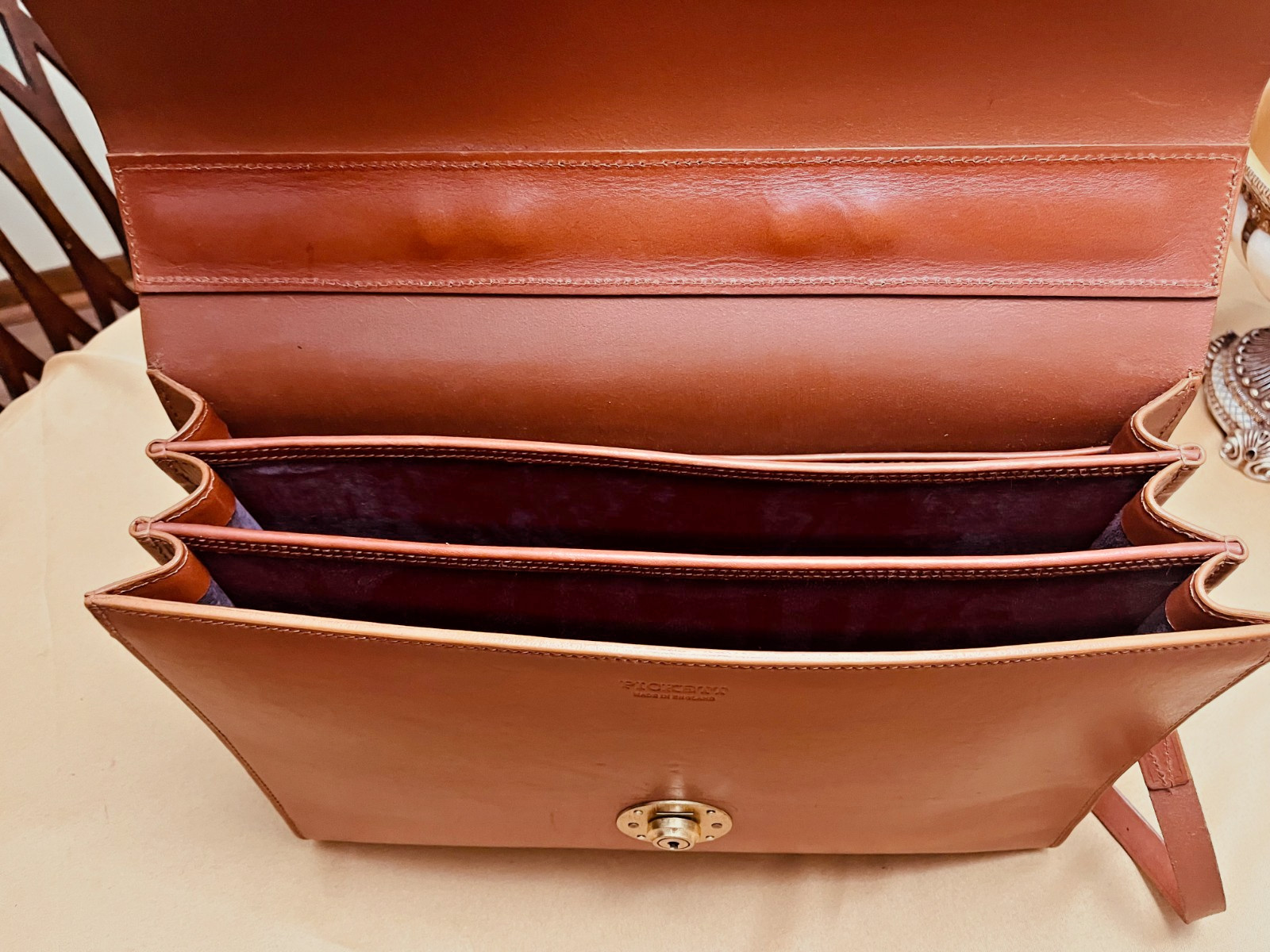 PICKETT of LONDON Thick Bridle Leather Briefcase / Messenger Bag – England