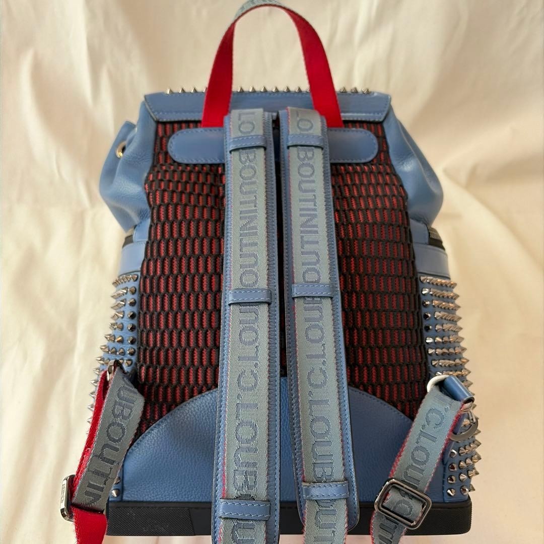 Christian Louboutin Explorafunk Authentic Backpack Shoulder Bag Blue Studs Men’s