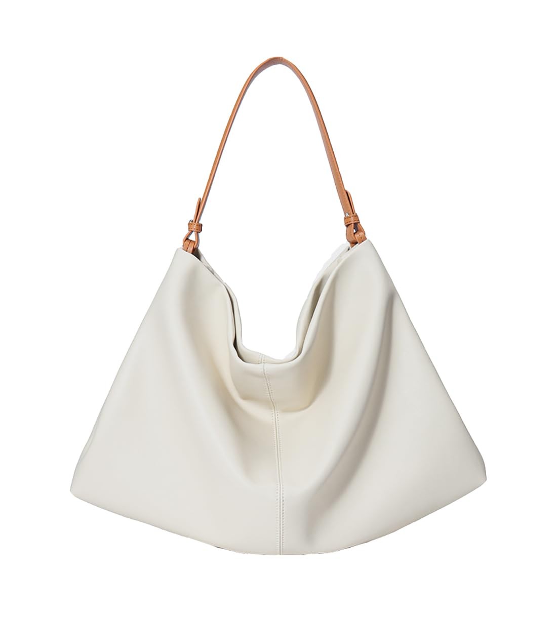 Covelin Minimalist Soft Leather Tote Bag – Adjustable & Medium, Beige