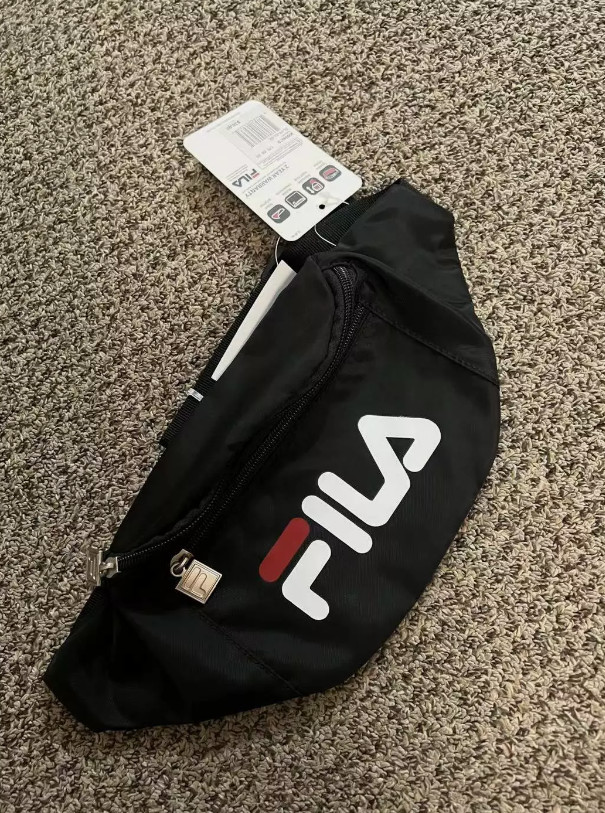 Fila Unisex Black Three Compartments Nylon Polyester Belt Bag / Fanny Bag