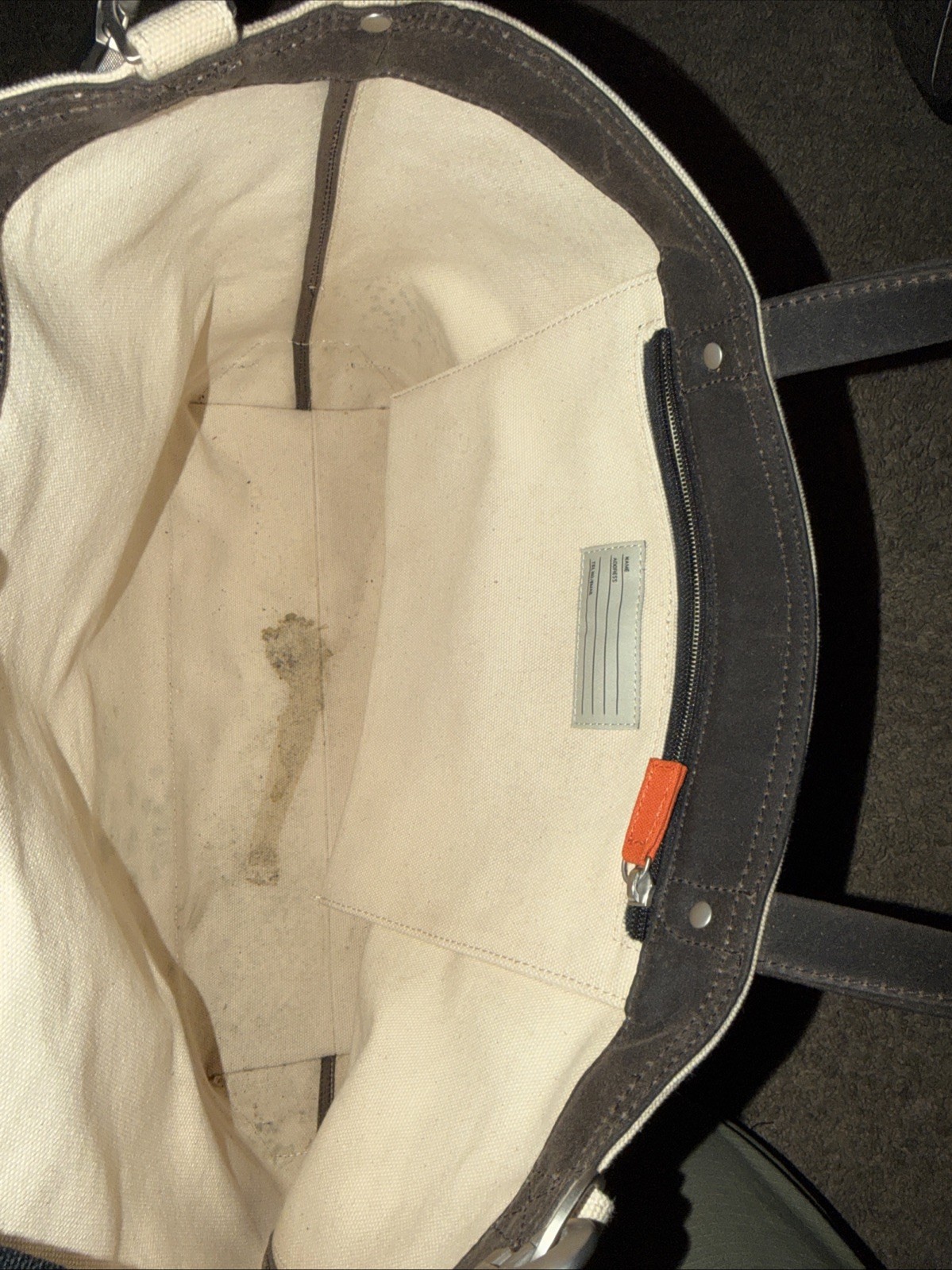 Jack Spade Heavy Duty Cotton Canvas Dipped Utility Tote Bag Cream & Navy