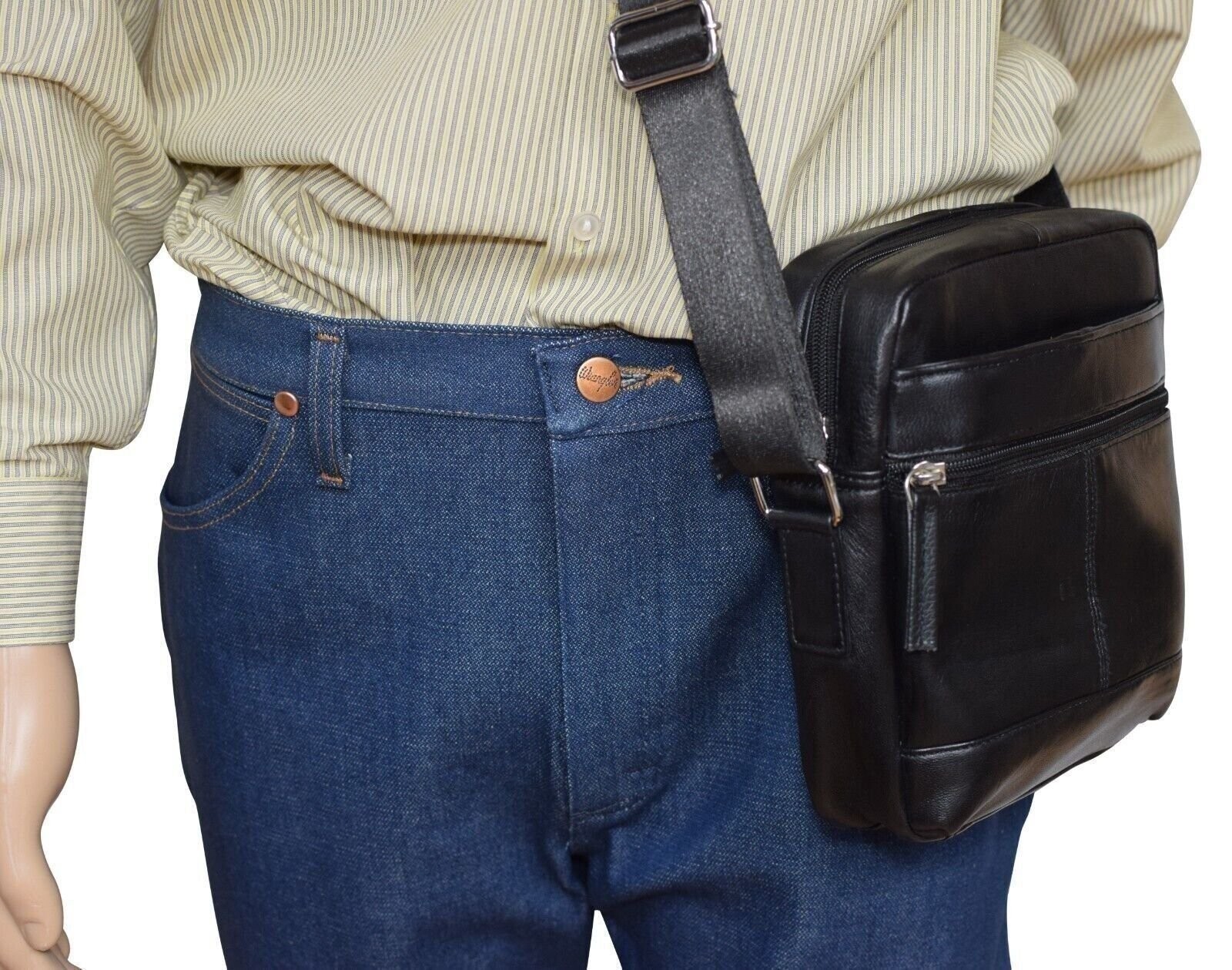 Messenger Bag for Men Genuine Leather Crossbody Shoulder Bag Fit Phone Wallet