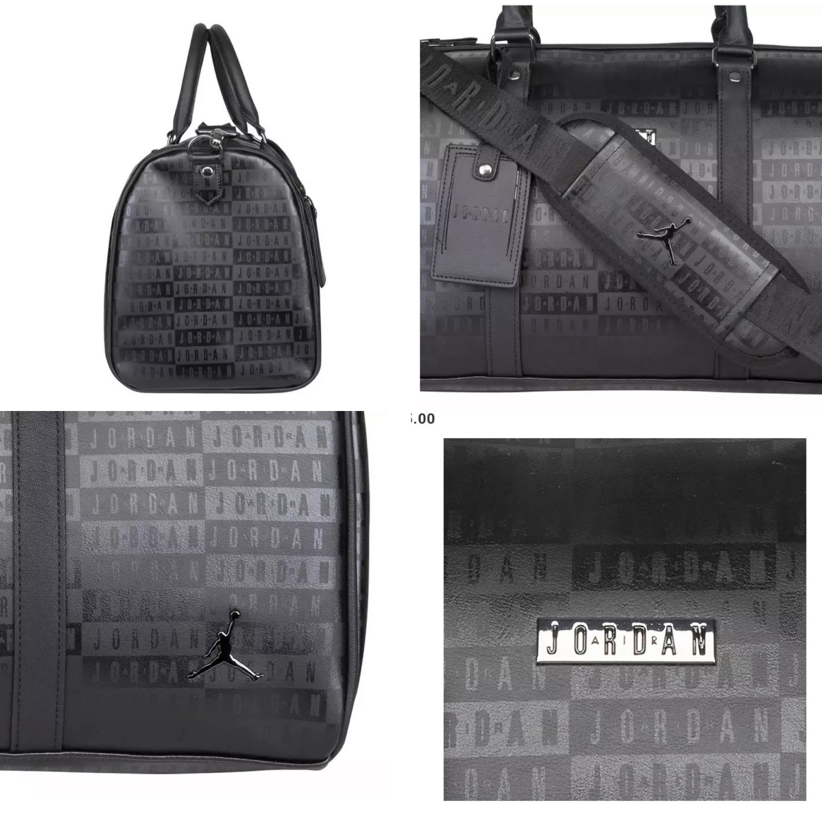 Nike Air Jordan Synthetic Leather Duffle 25L Luxury Travel Bag Black