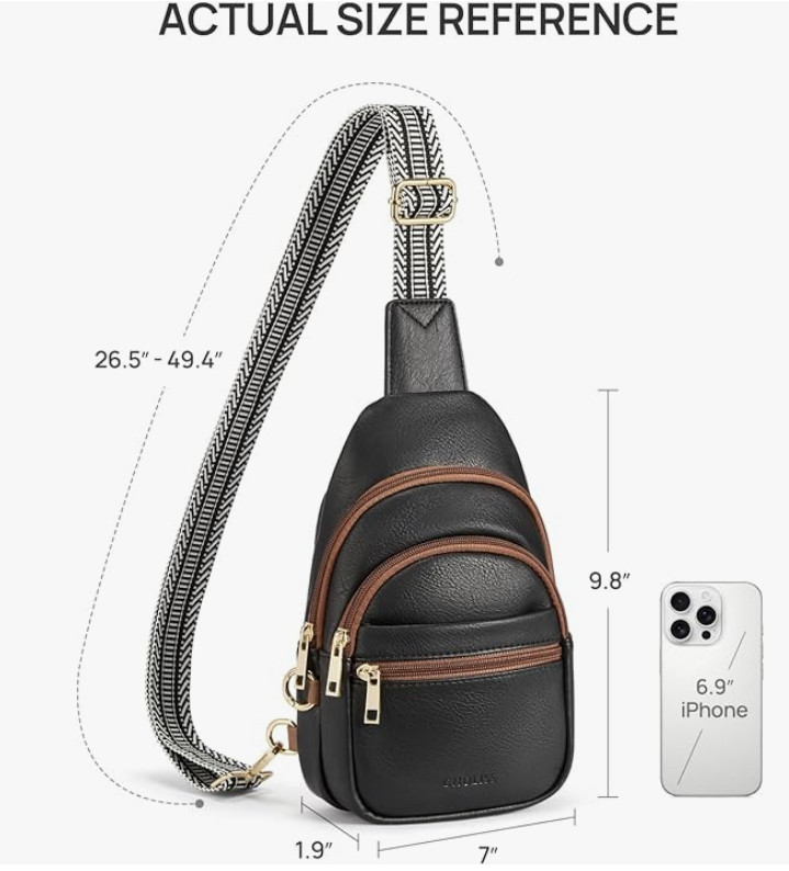 Unisex Sling Bag – Soft Vegan Leather Anti-Theft W/Adjustable Guitar-Style Strap
