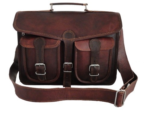 14 In Satchel Messenger Bag Vintage Leather Office School Laptop Briefcase Bags