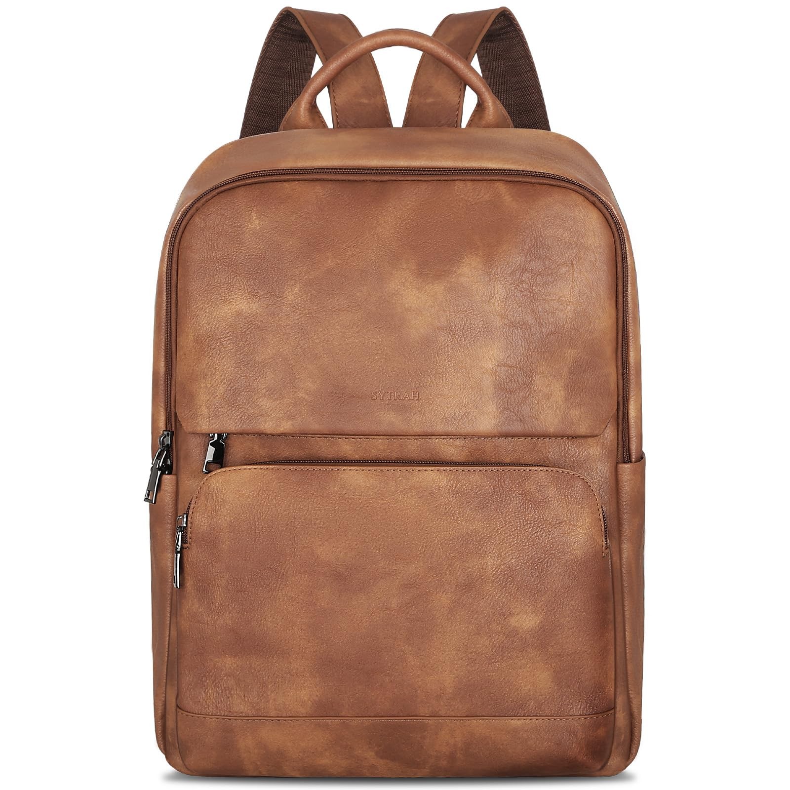 Leather Backpack for Women, 15.6 inch Laptop Purse Daypack Brown