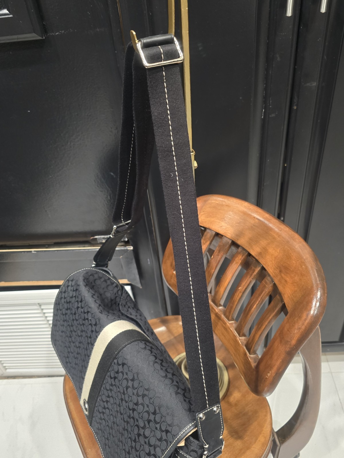 MINT COACH Canvas Messenger Bag Signature Crossbody Black Work laptop Handbag