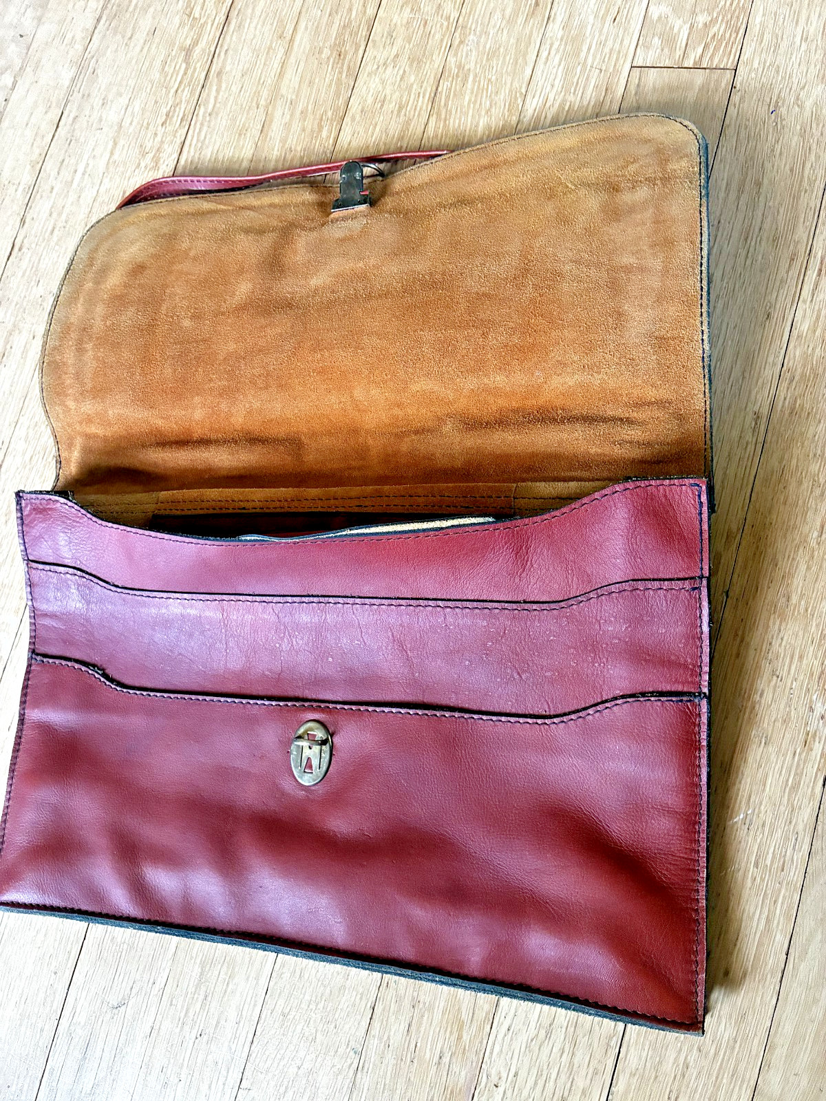 VTG Brown Leather Briefcase Shoulder Bag Messenger School Made in Colombia