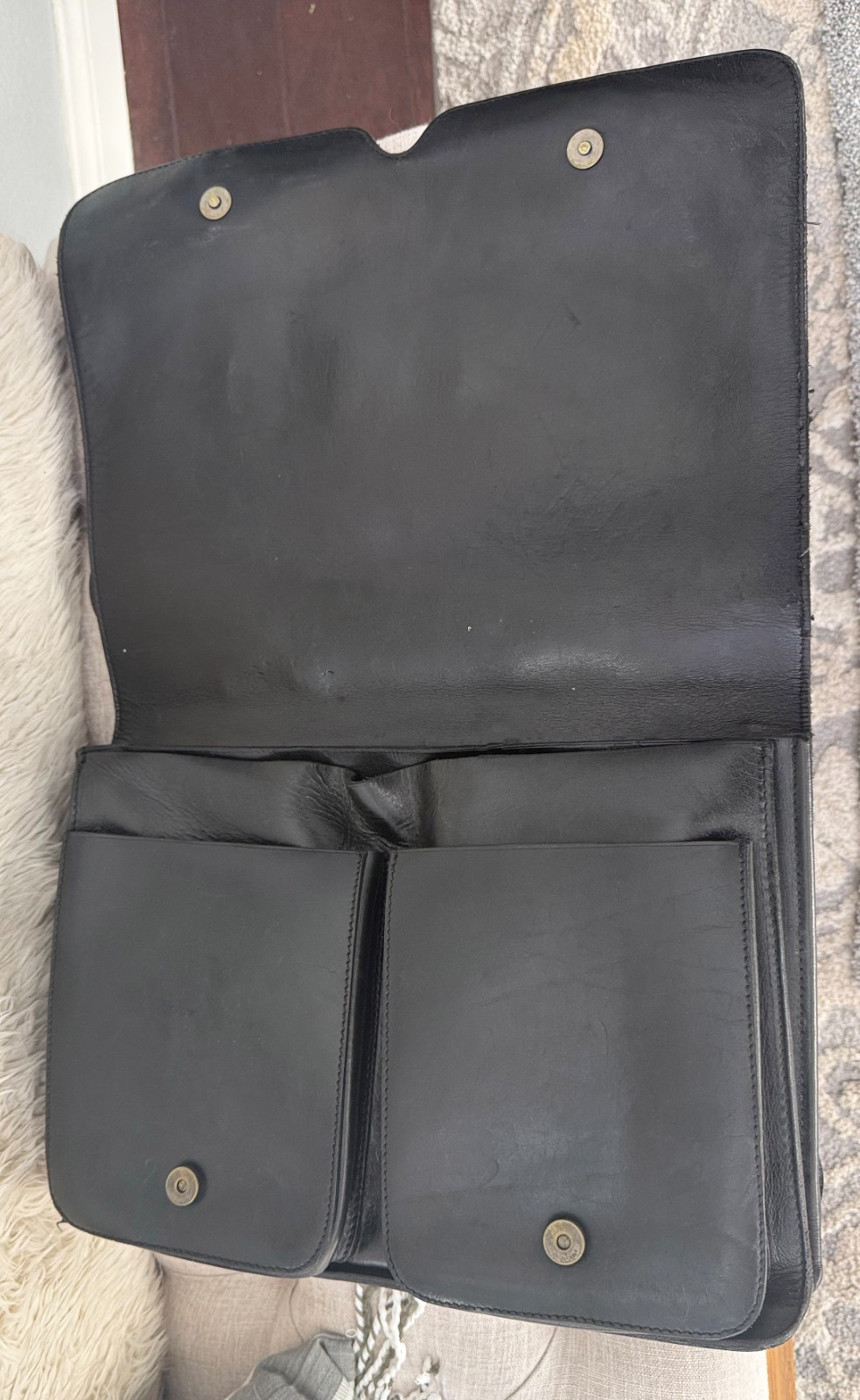 BOY London *RARE* Black Leather Briefcase Shoulder Bag Vtg 80s MELROSE messenger