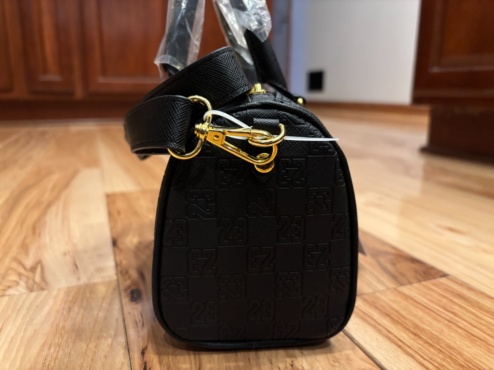 Nike Jordan Monogram Mini Duffle Bag Black Metallic Gold MA9169 K5X NWT