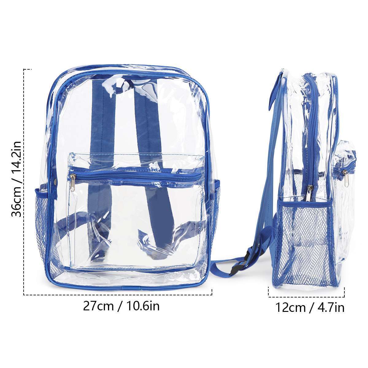 Heavy Duty Clear Backpack Waterproof Transparent Shoulder Bag SeeThrough Bookbag