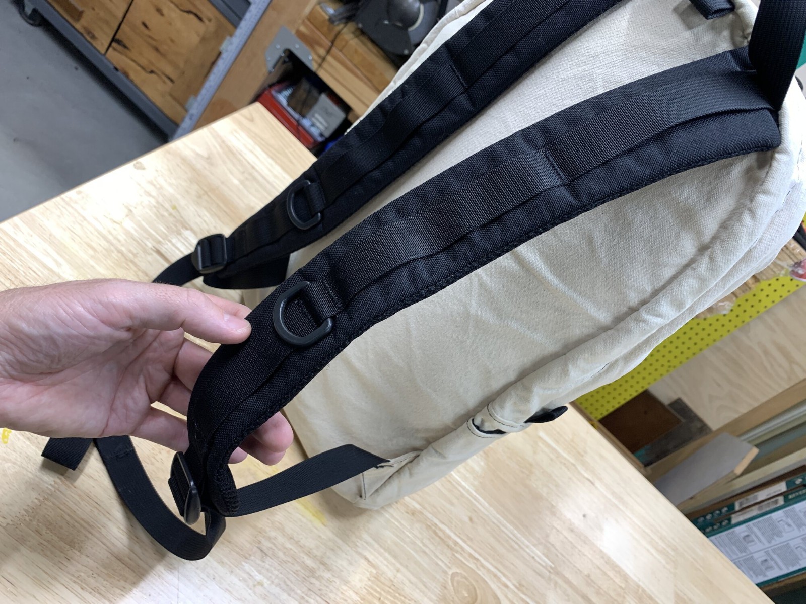 Topo Designs Daypack Backpack Off-White/Beige/Brown Leather USA-made Cordura