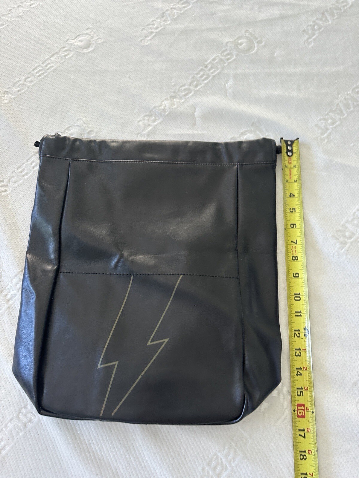 Carolina Herrera Bad Boy Weekender Backpack Black Drawstring Faux Leather New