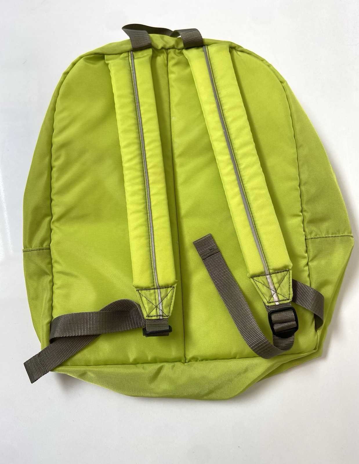 Retro LL Bean Youth Backpack Reflective Nylon Neon Green Daypack Hiking BTS