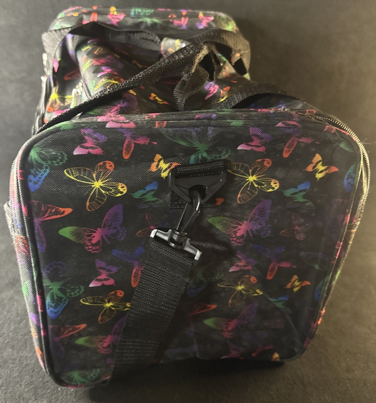 Cool Multicolor Butterfly Duffle Travel Bag 4 Pocket Zipper With Strap