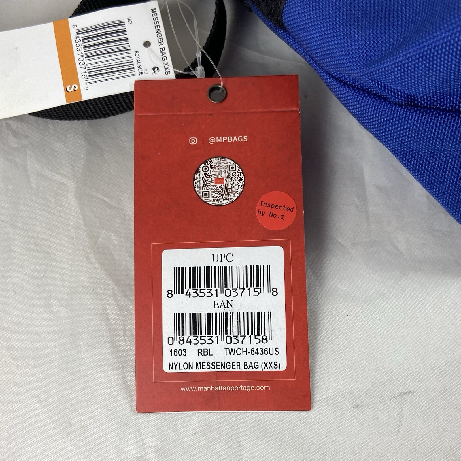 Manhattan Portage Messenger Bag Hook-and-Loop Closure Zip Pocket ROYAL BLUE NWT