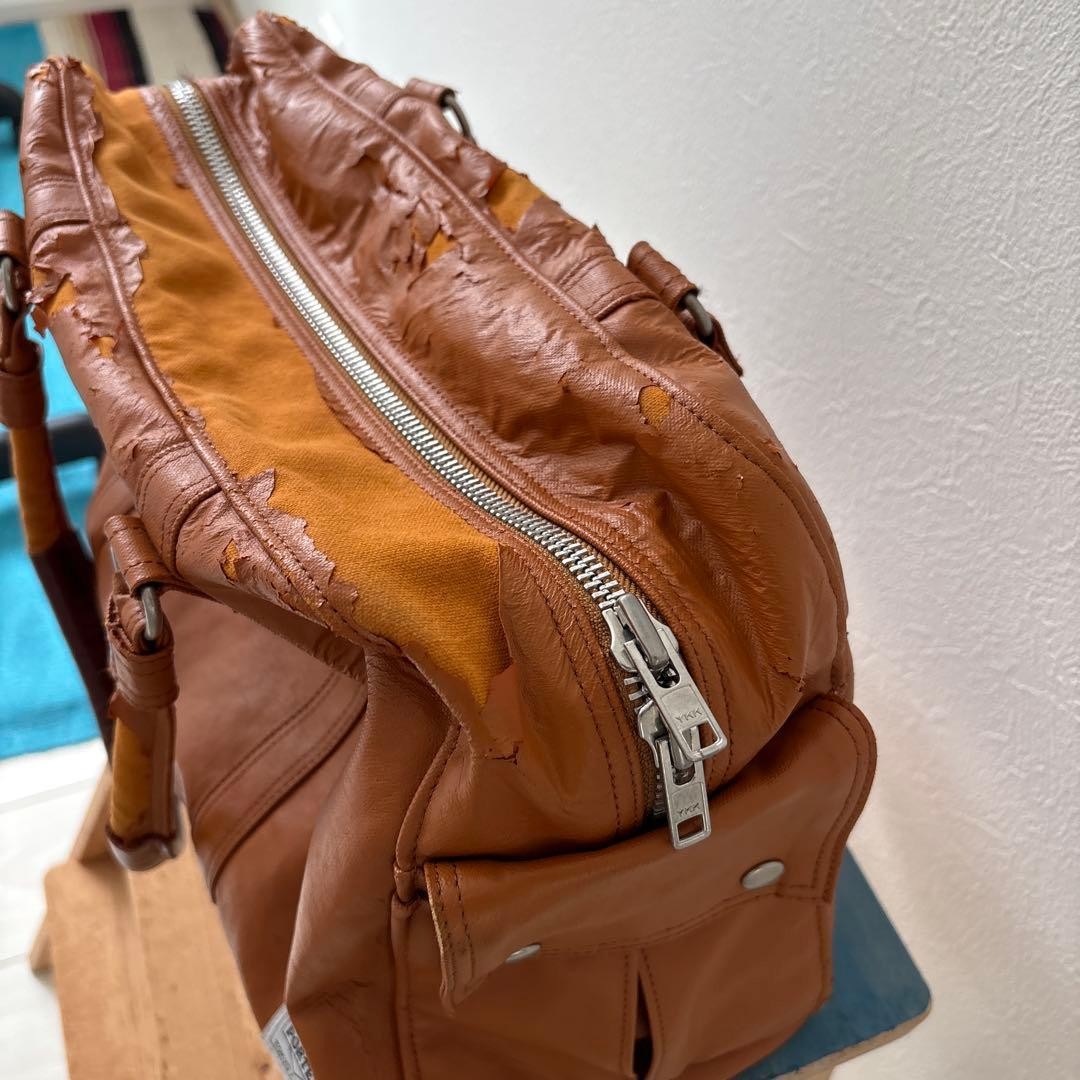 Yoshida & Co. Porter Boston bag, damaged, camel color, synthetic leather
