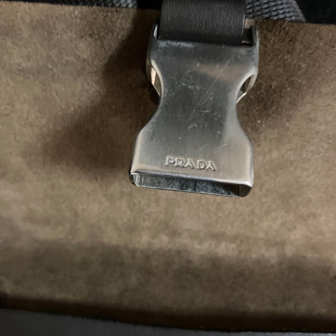 PRADA Leather Waist Bag Men Dark Brown Authentic Rare Size 17cm x 15cm