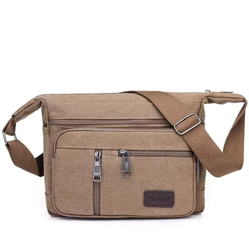Men Casual Canvas Shoulder Bag Large Capacity Crossbody Messenger Travel Bag
