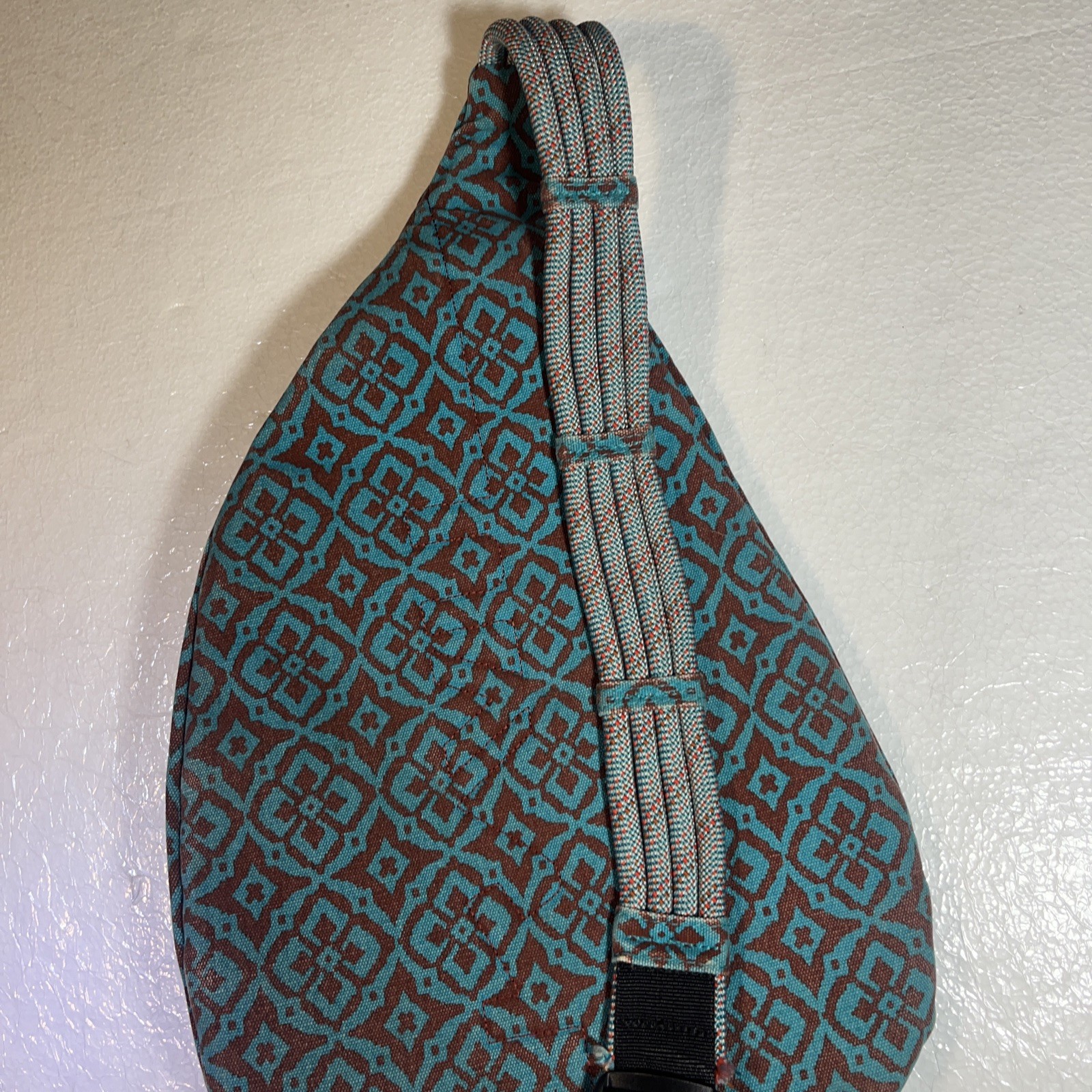 KAVU Rope Sling Bag Crossbody Desert Mosaic Backpack Teal Blue Brown Retired